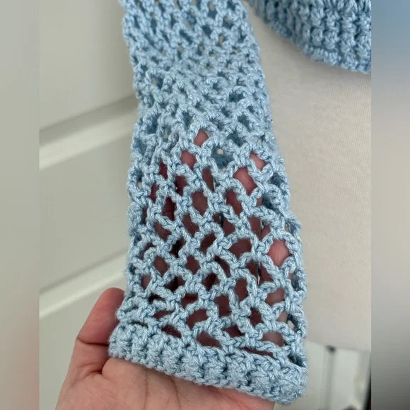 Hand Crochet Cropped Cardigan Sweater XS/S Coquette Cottagecore Boho Granny - Picture 5 of 7